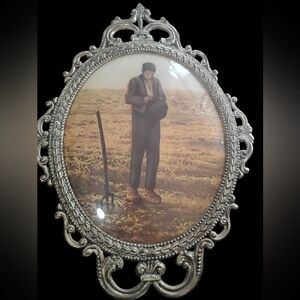 The image shows a vintage print of the painting The Angelus by Jean-François Mil